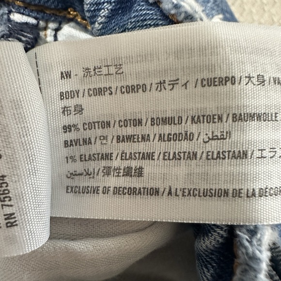 Abercrombie & Fitch Mom Short High Rise Size 34/18 Cutoff Denim Distressed - Picture 4 of 4